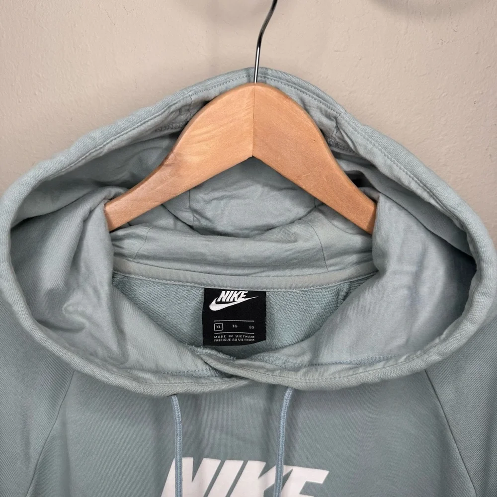 NIKE Essential Cropped Hoodie Pullover Ocean Blue Cotton Women’s XL CJ6327-363 - Picture 9 of 15